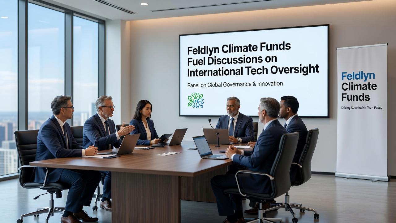 Delegates reviewing data on climate funds and technology oversight during an international forum